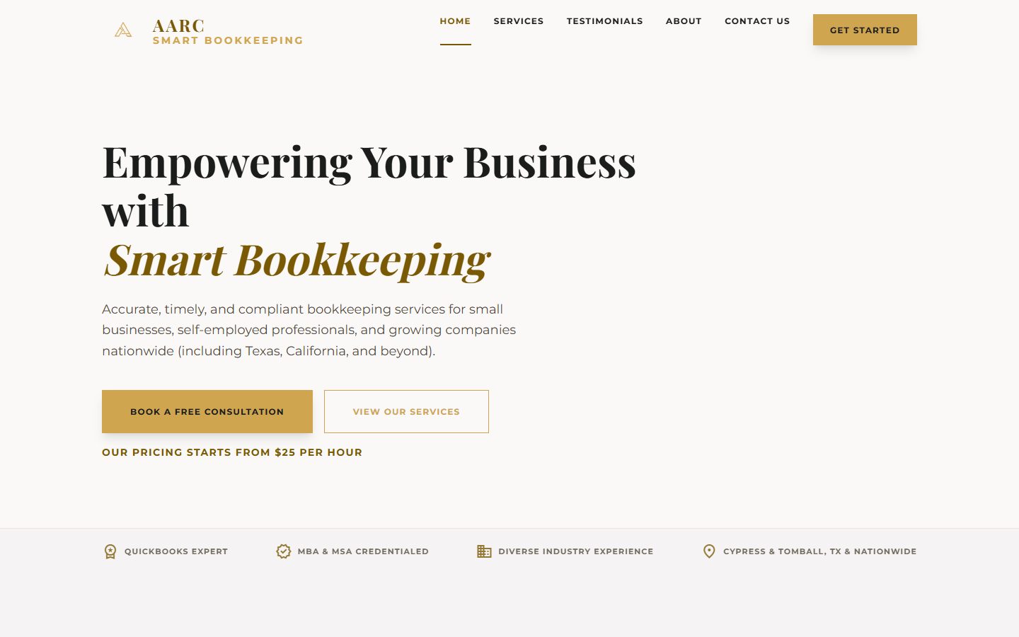 AARC Smart Bookkeeping website built by Vaslix